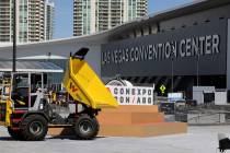 Preparations continue for the ConExpo-Con/Agg construction trade show in the Diamond lot outsid ...