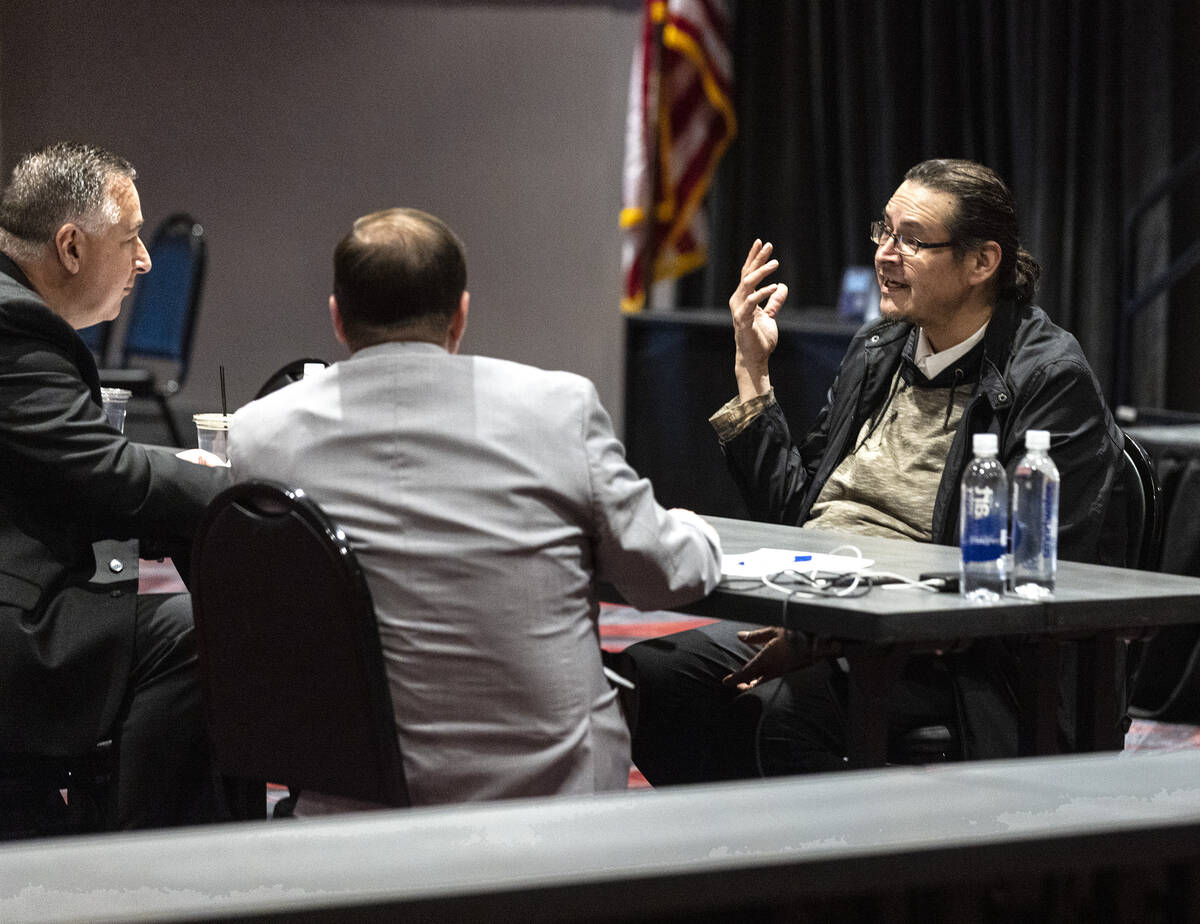 Joe Wardle, left, director of table games, and Mike Palm, right, vice president of operations a ...