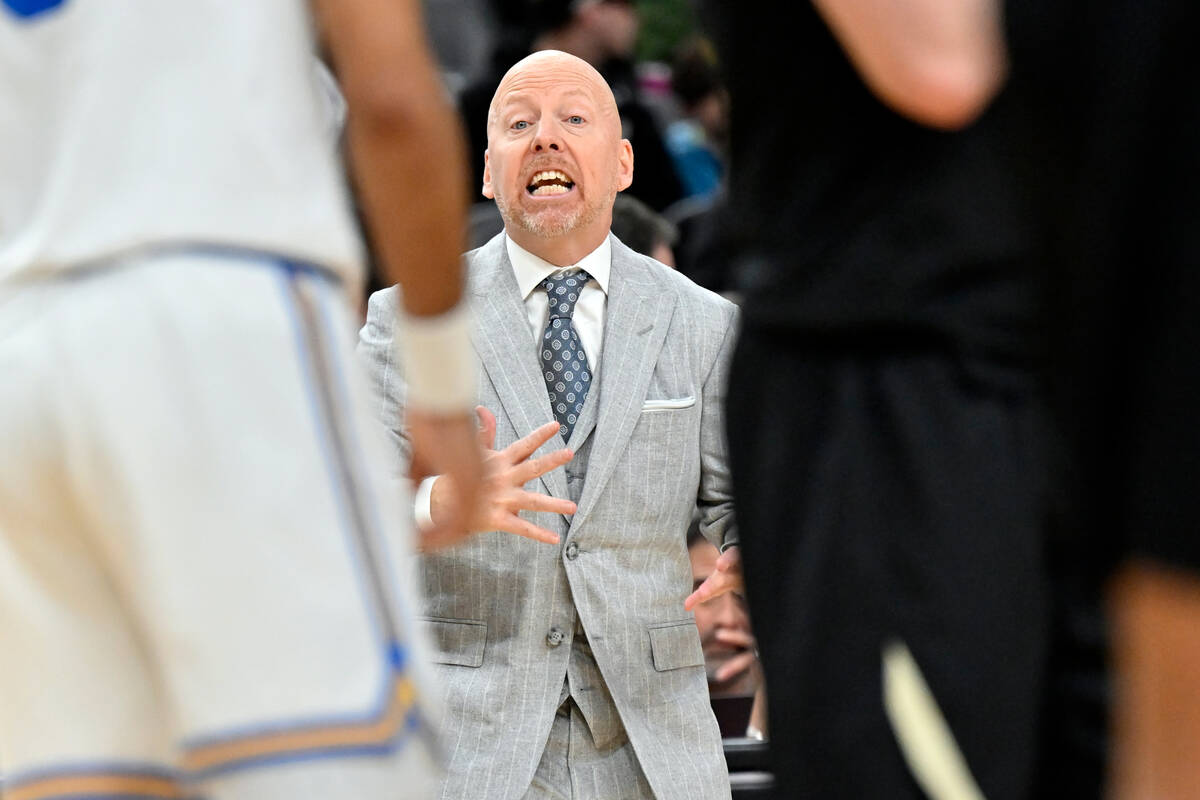 UCLA head coach Mick Cronin calls to his team during the second half of an NCAA college basketb ...