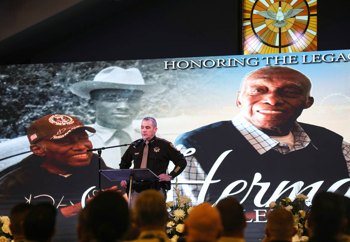 Las Vegas Undersheriff Andrew Walsh speaks at the funeral of Herman Moody, a well respected and ...