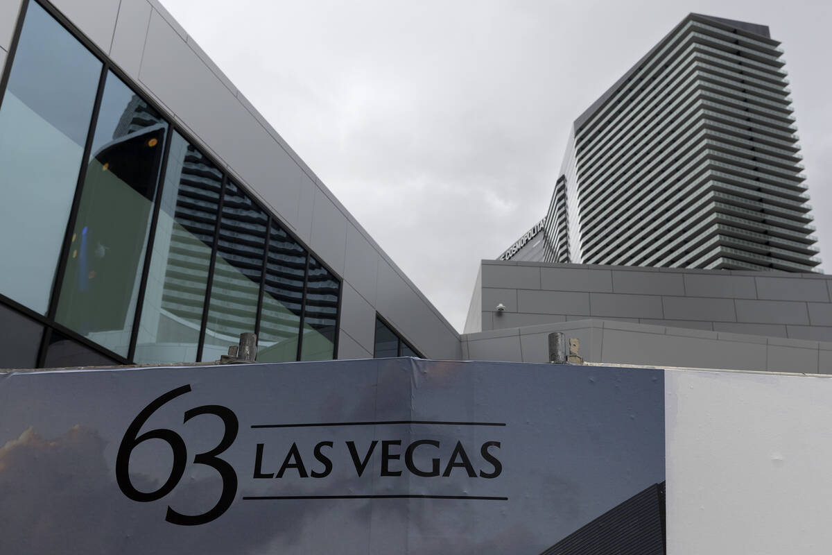 63, a new retail complex at the intersection of Las Vegas Boulevard and Harmon Avenue, displays ...