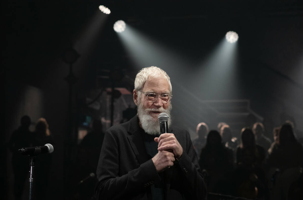 Dave Letterman introducing the performance in Dublin. (Disney/Anton Corbijn)