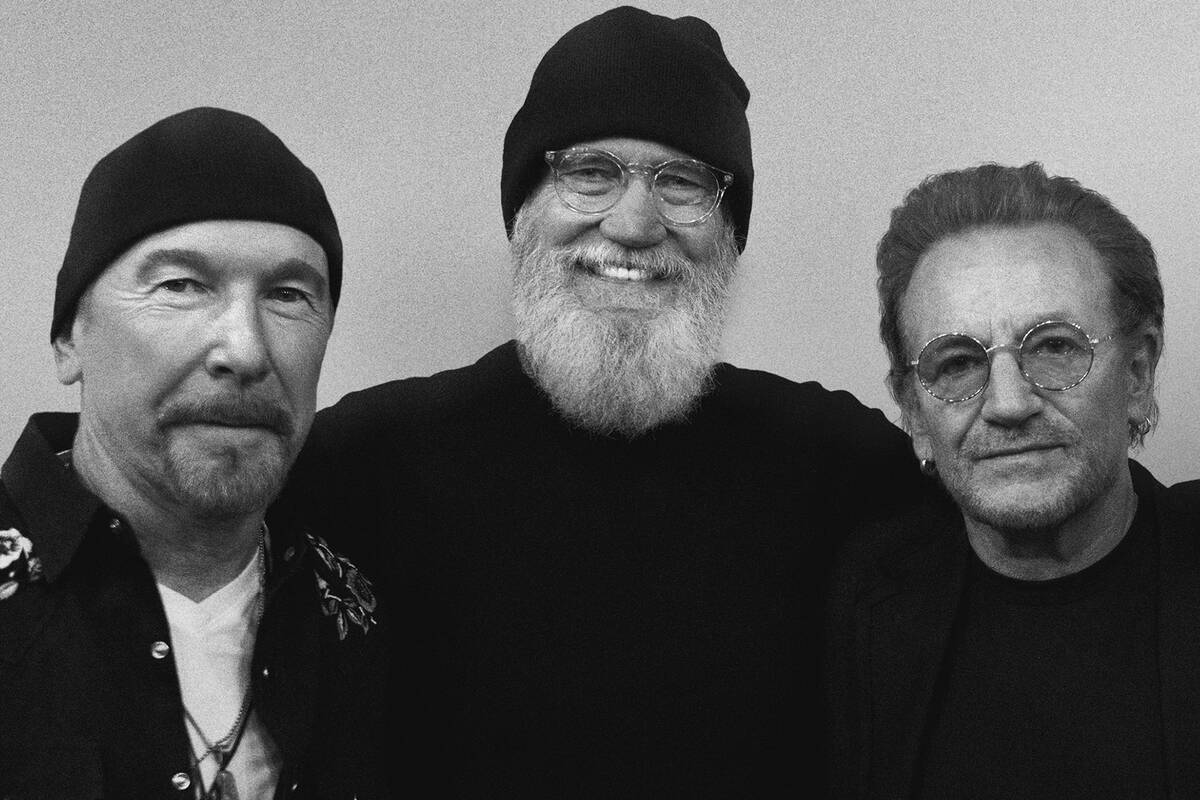 The Edge, Dave Letterman and Bono. (Disney)