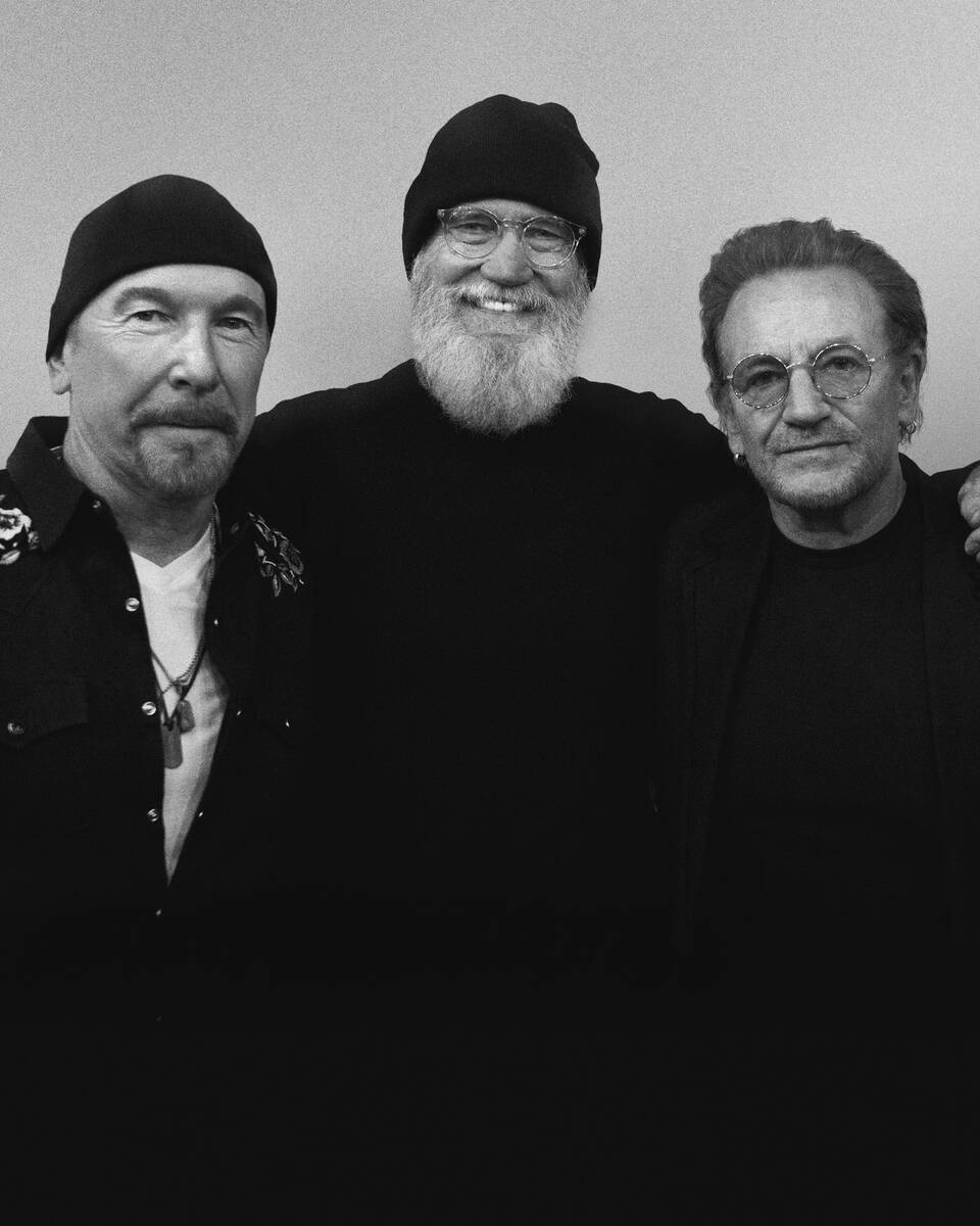 The Edge, Dave Letterman and Bono. (Disney)
