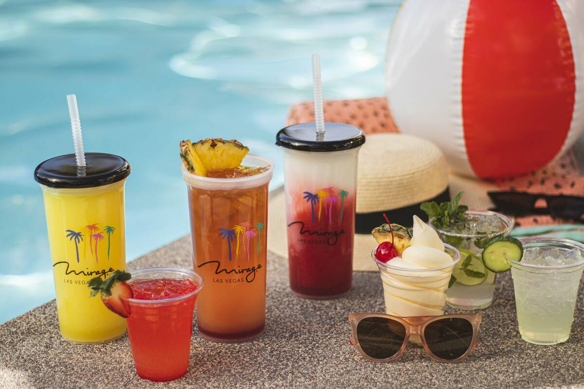 An assortment of drinks from the poolside Paradise Café at The Mirage. (courtesy The Mirage)