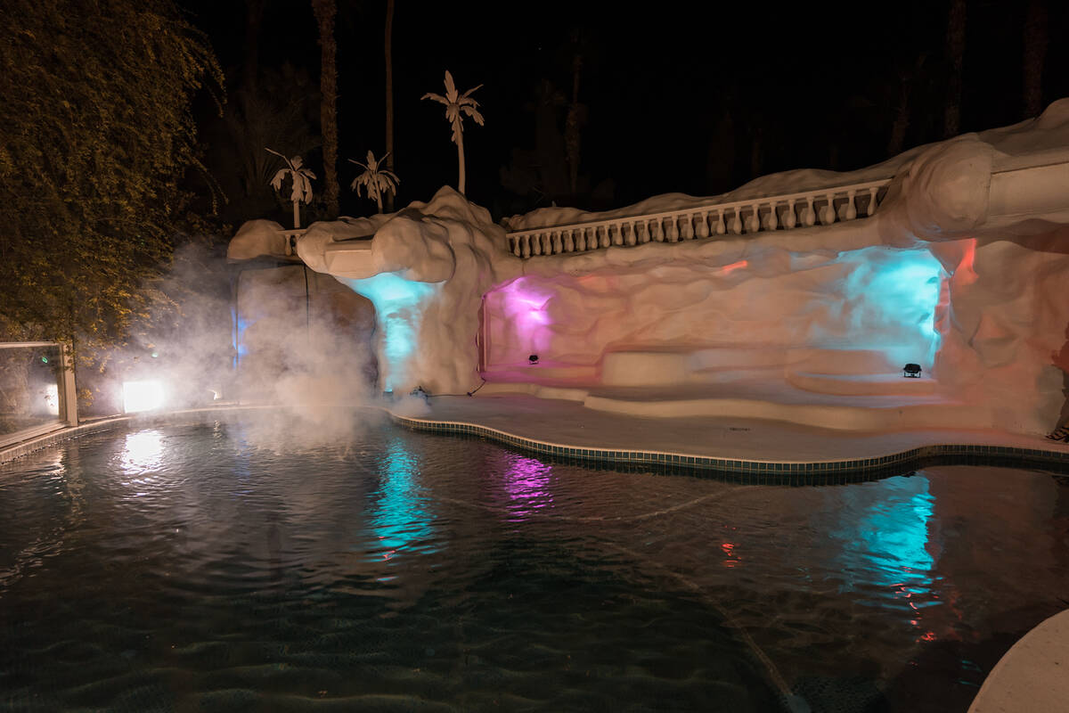 The Siegfried & Roy Jungle Palace pool is shown during The Neon Museum's 10th anniversary on Fr ...