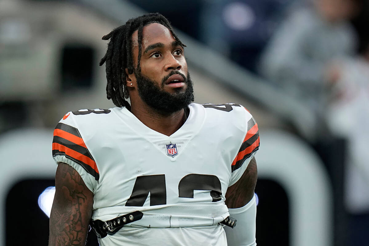 FILE - Cleveland Browns safety John Johnson III (43) is shown during the first half of an NFL f ...