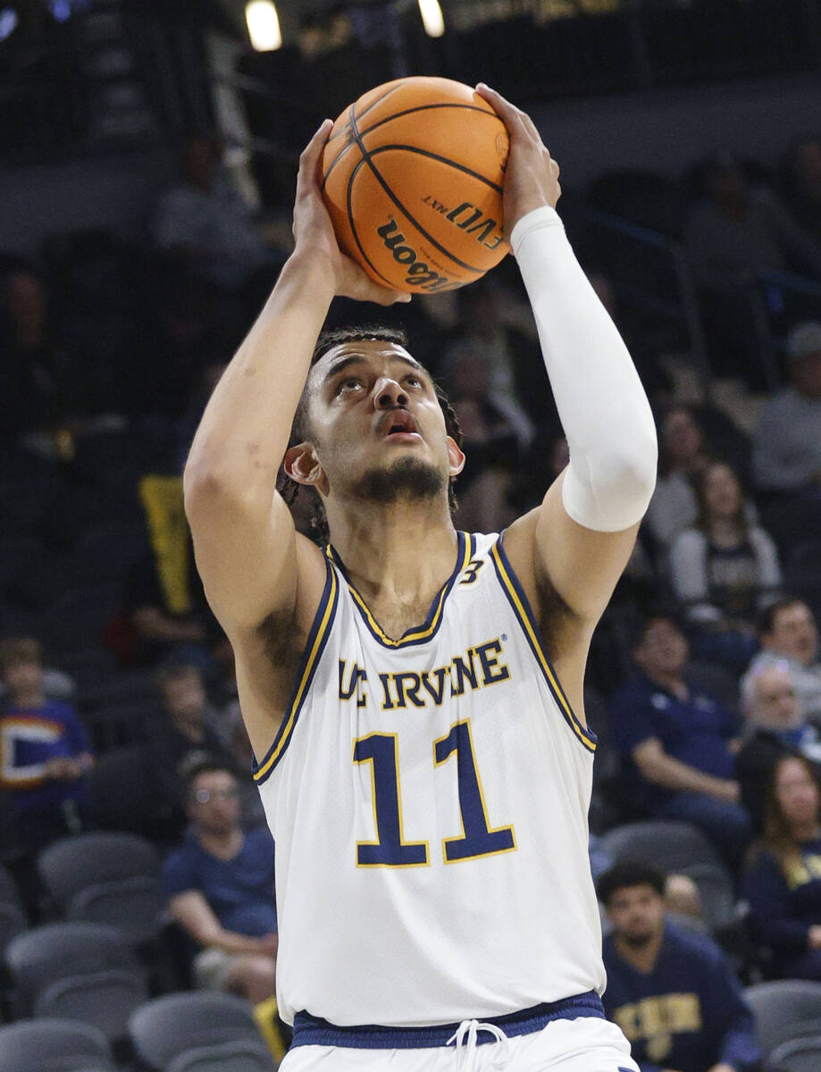 UC Irvine Anteaters forward Devin Tillis (11) shoots a ball during the second half of an NCAA c ...