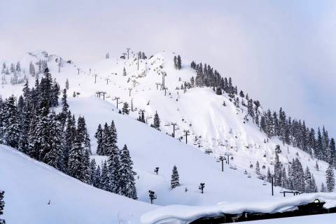 FILE -This photo provided by Palisades Tahoe shows a freshly covered snowfall on a ski run at P ...