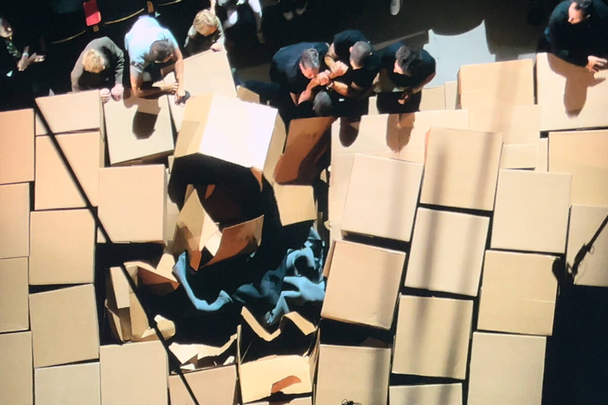 David Blaine is shown after falling some 80 feet into cardboard boxes on opening night of his " ...