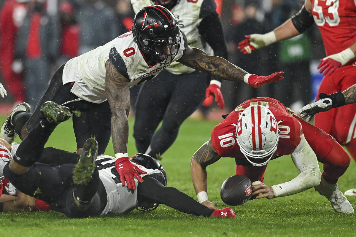 The Vegas Vipers against the D.C. Defenders at Audi Field on March 12, 2023, in Washington, D.C ...