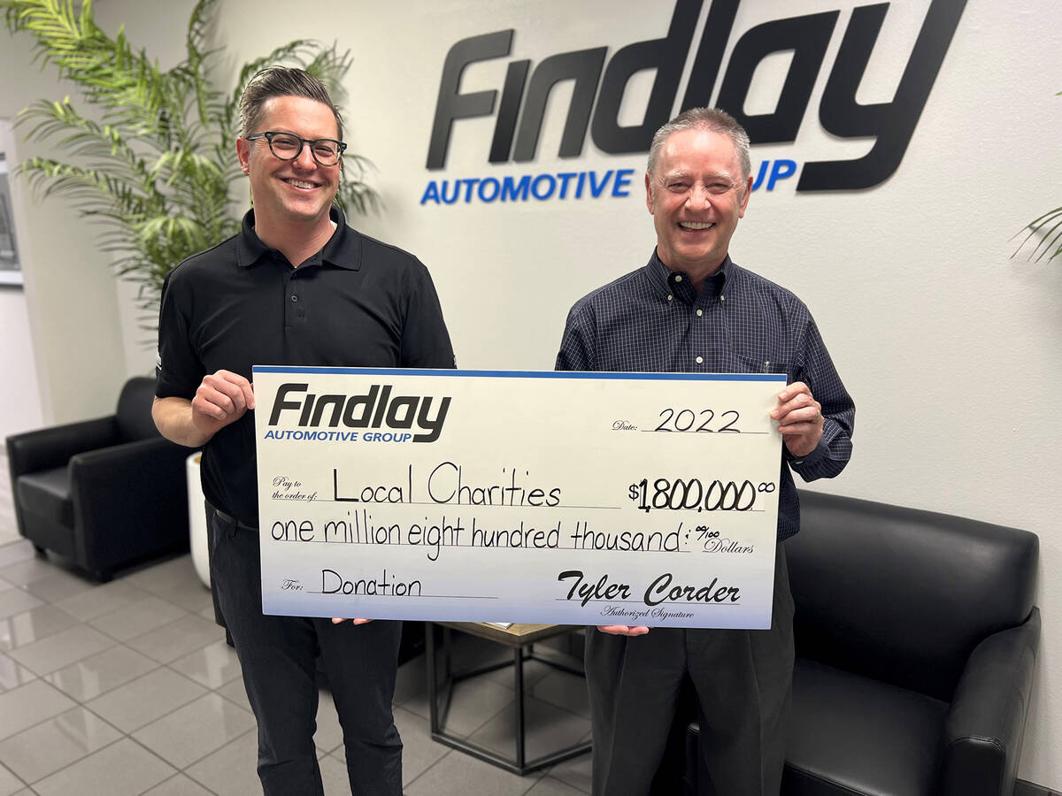 Findlay Automotive Group's Chad Leavitt, left, chief accounting officer, and Tyler Corder, CFO, ...