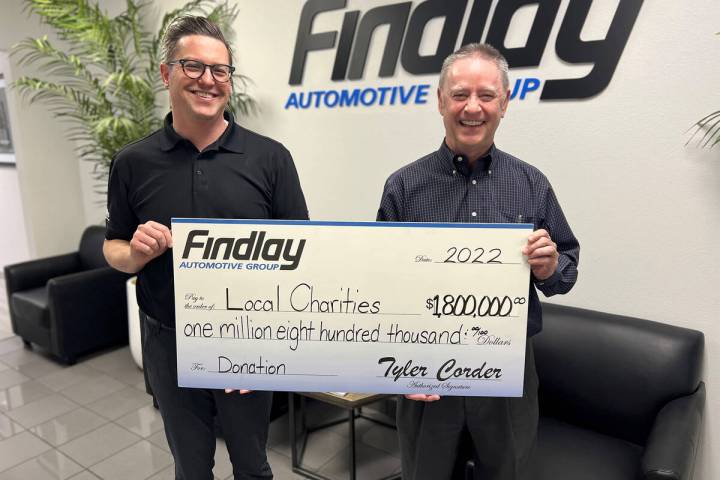 Findlay Automotive Group's Chad Leavitt, left, chief accounting officer, and Tyler Corder, CFO, ...