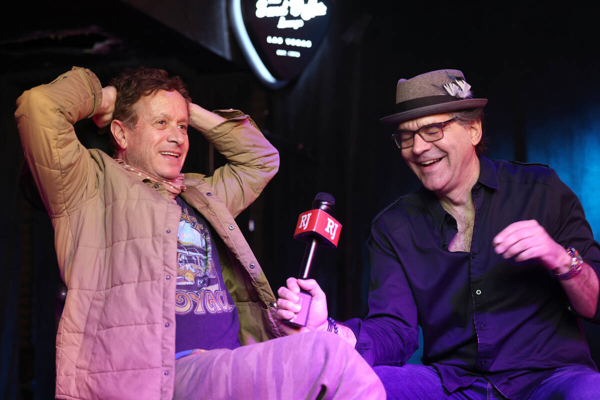 John Katsilometes, right, interviews Pauly Shore, at the original Sand Dollar Lounge on Spring ...