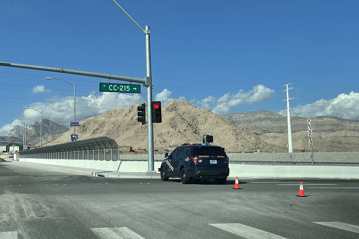 In this Sept. 15, 2022, file photo, Nevada State Police investigate a fatal crash on the northe ...