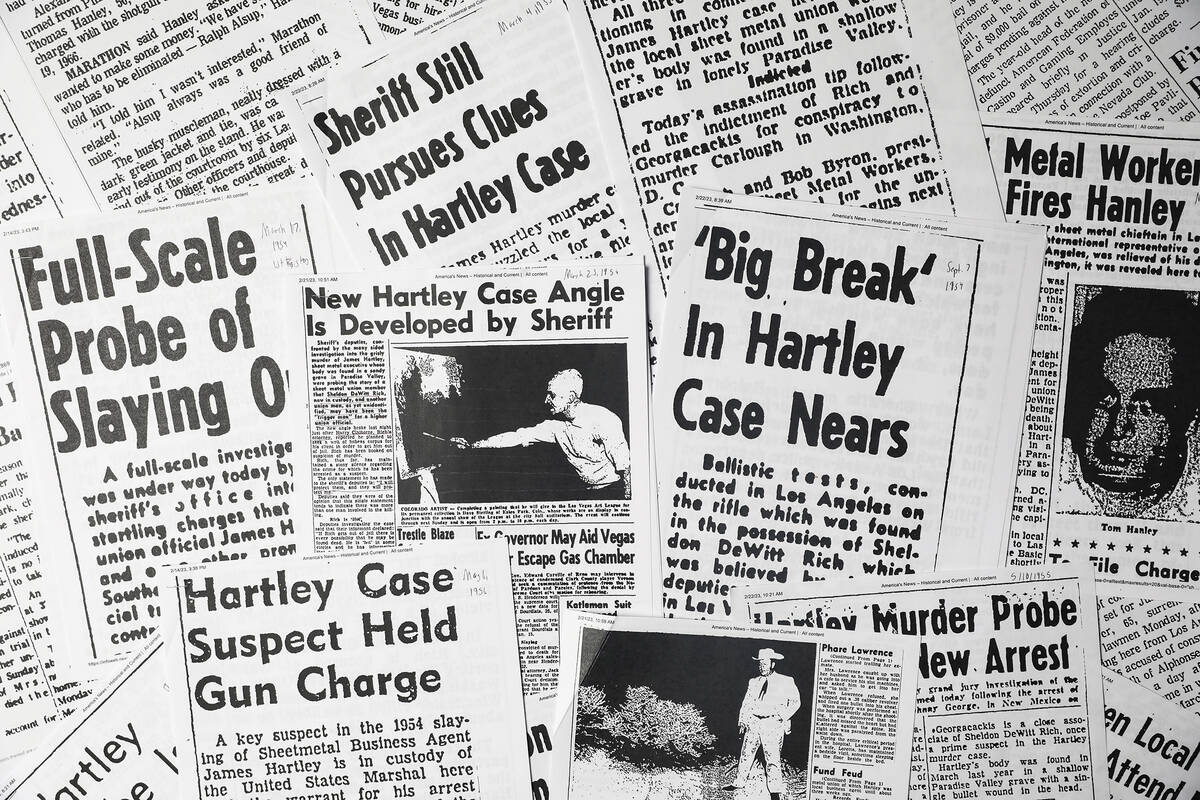 Newspaper clippings following the murder of James Hartley, the Metropolitan Police Department&# ...