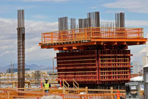 Construction is stopped on Dream Las Vegas on the south Strip Monday, March 20, 2023. (K.M. Can ...