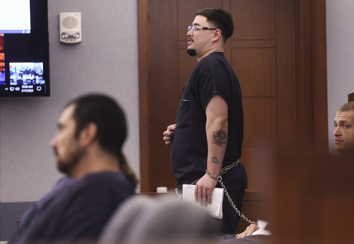 George Moya, a co-defendant with Joshua Nichols in 2020 robbery charges, enters a guilty plea o ...