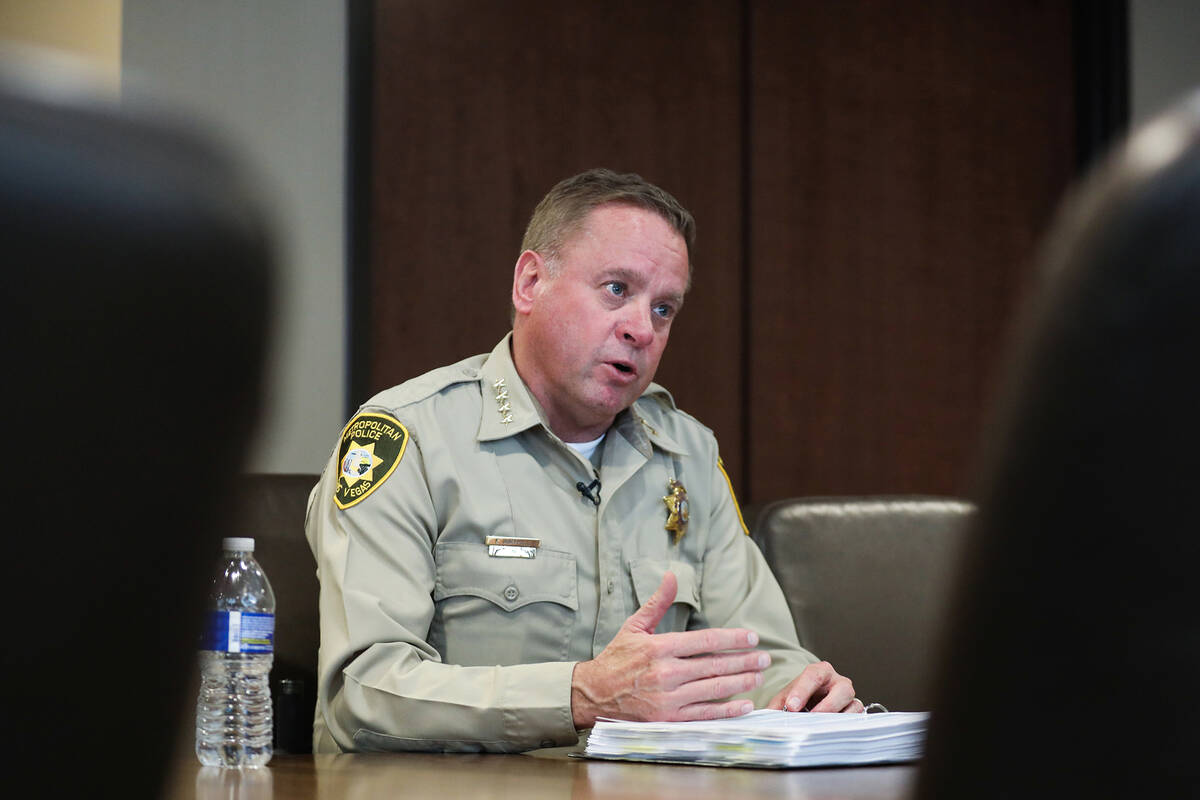 Clark County Sheriff Kevin McMahill speaks to the Review-Journal at Las Vegas Metropolitan Poli ...