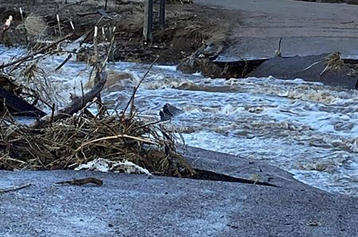 Heavy flooding was washing out roads in Lincoln County on Thursday, March 16, 2023. (Lincoln Co ...