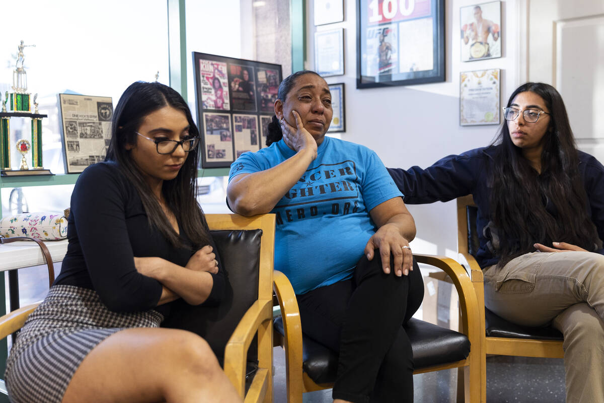 Navia Gonzalez, center, with her daughters Samantha Smith, left, and Florencia Gonzalez, are in ...