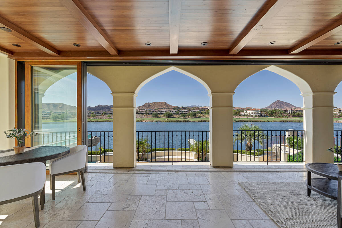 Lake Las Vegas mansion covered balcony. (Salomon Investments)