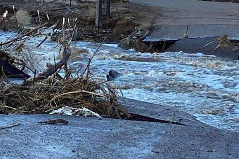 Heavy flooding washed out roads in Lincoln County on Thursday, March 16, 2023. (Lincoln County ...