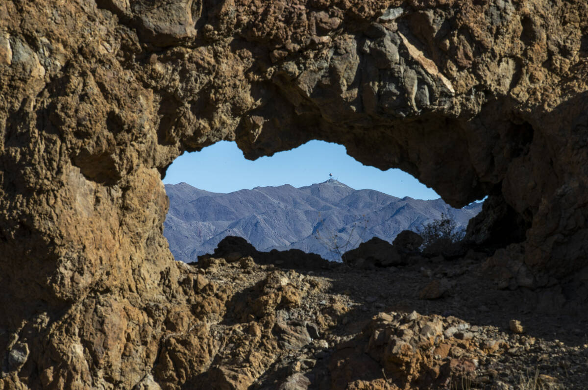 A window in the rocks about the South McCullough Wilderness area within the Avi Kia Ame propose ...