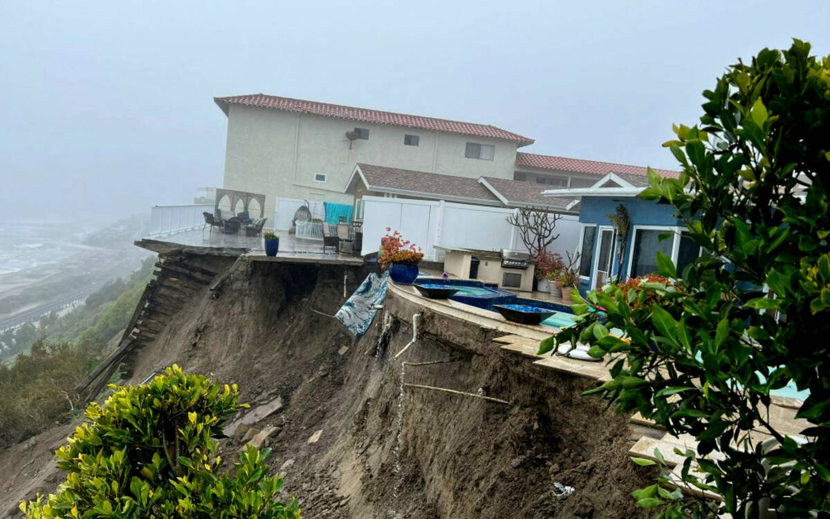 Cliffside homes in San Clemente, Calif. on Wednesday, March 15, 2023, were evacuated due to the ...
