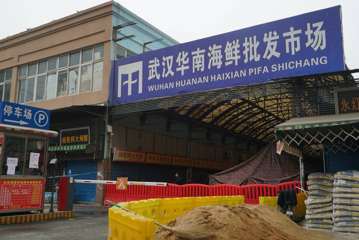The Huanan Seafood Wholesale Market, sits closed in Wuhan in central China's Hubei province on ...
