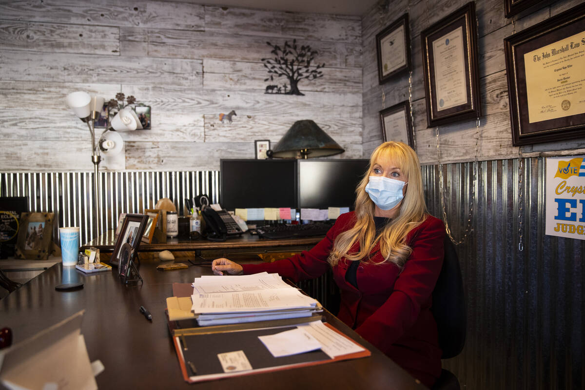 Attorney Crystal Eller talks on Oct. 7, 2020, about the family she was representing in a case a ...