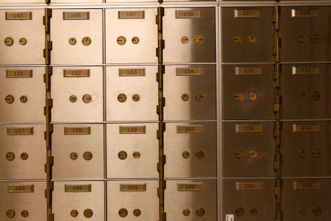 A vault inside a Nevada State Bank branch at 750 E. Warm Springs Road on Thursday, March 23, 20 ...