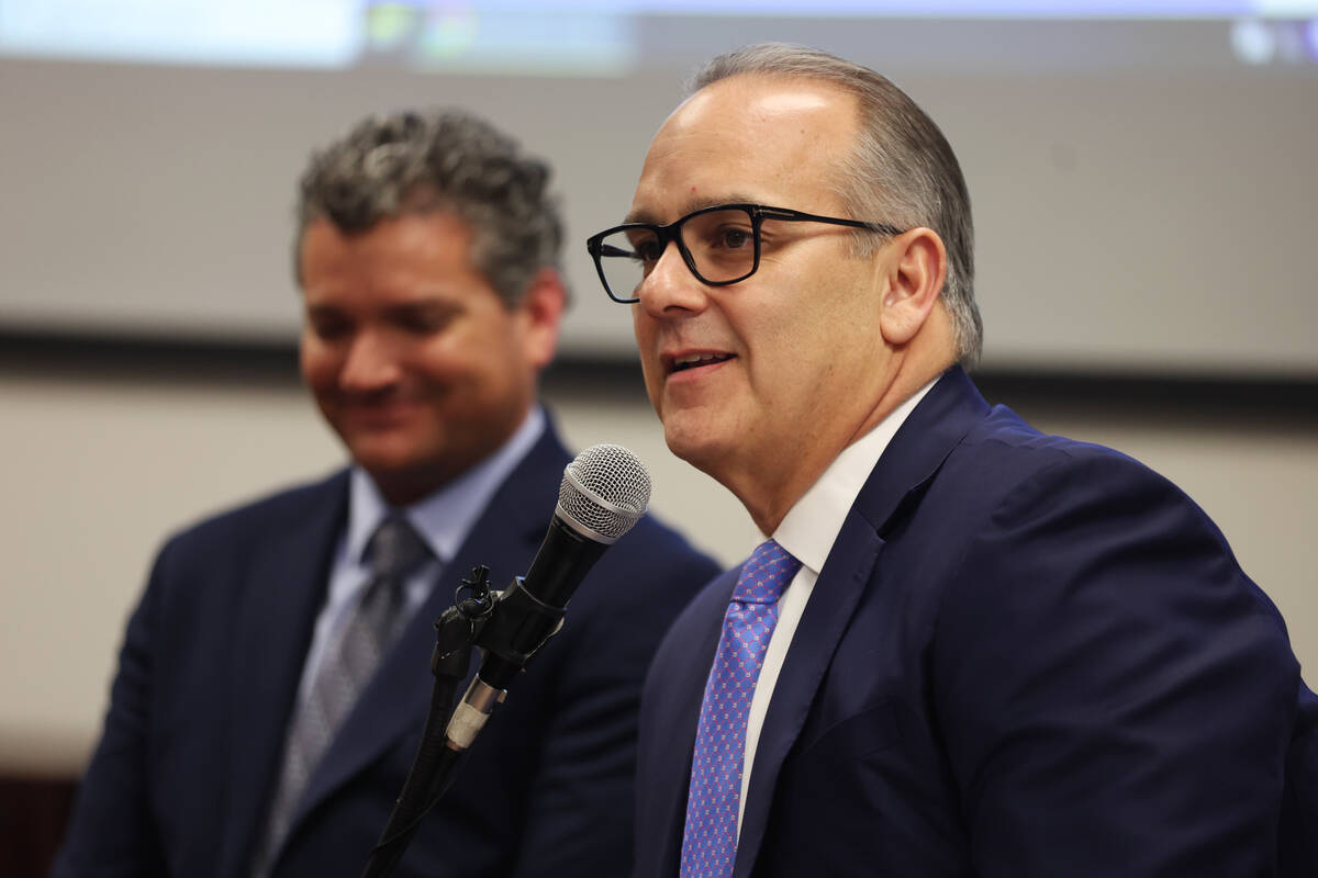Clark County School District Superintendent Jesus Jara speaks during a press conference on a ne ...