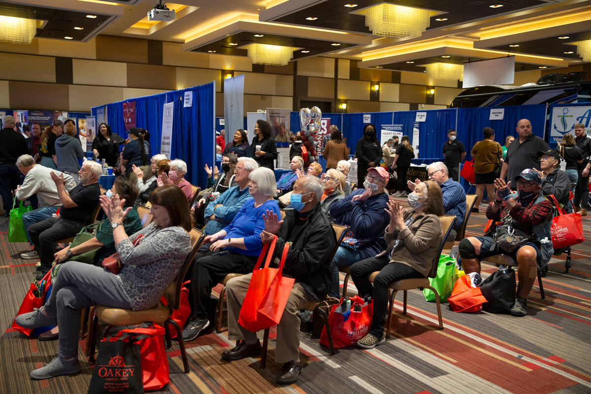Audience members applaud performers during the Aging Wellness Expo at The M on Saturday, March ...