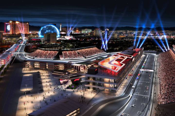 A rendering shows what the paddock area for the Formula One Las Vegas Grand Prix will look like ...