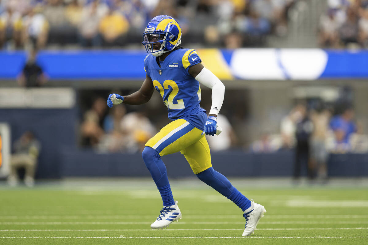 Los Angeles Rams cornerback David Long Jr. (22) runs during an NFL football game against the Ca ...