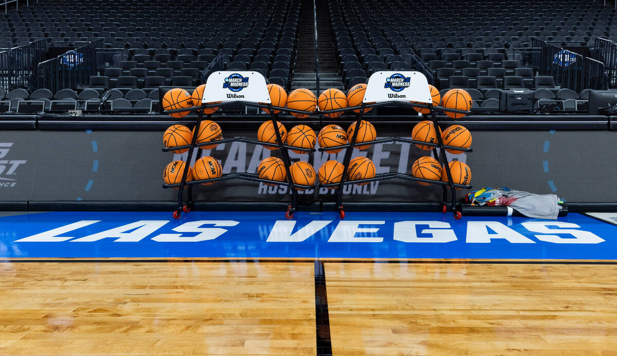 The court is ready for players during the West Regional practice for the Sweet 16 games at the ...