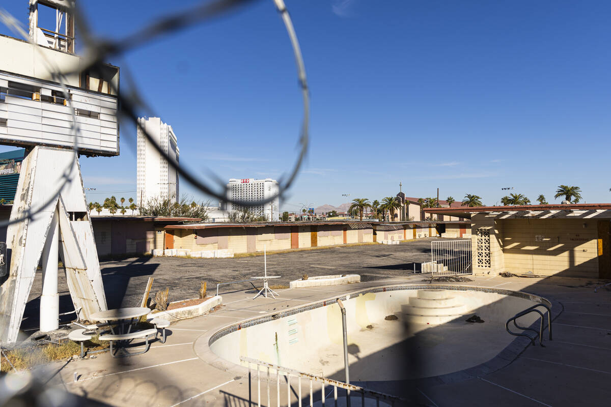 The White Sands Motel, located on the Las Vegas Strip across from the Luxor, is seen on Thursda ...