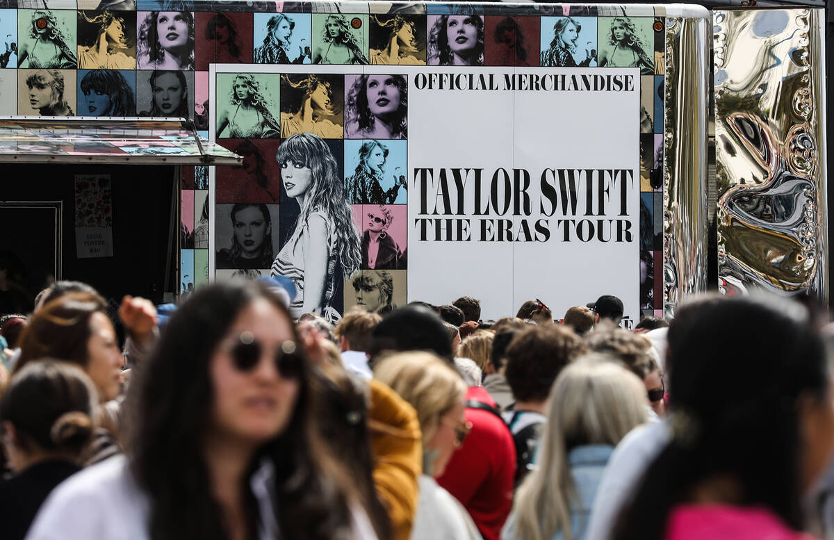 Taylor Swift fans wait hours for merchandise at Allegiant Stadium