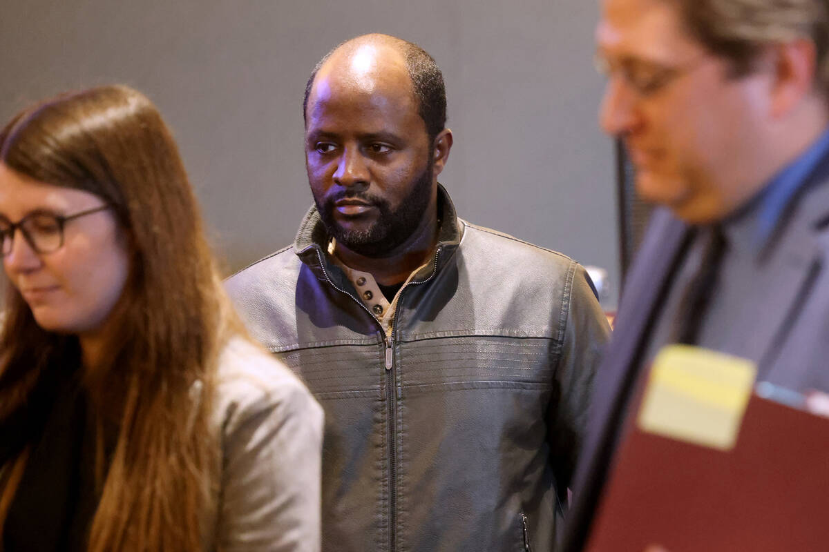 Former Nevada Assemblyman Alexander Assefa after appearing in court at the Regional Justice Cen ...