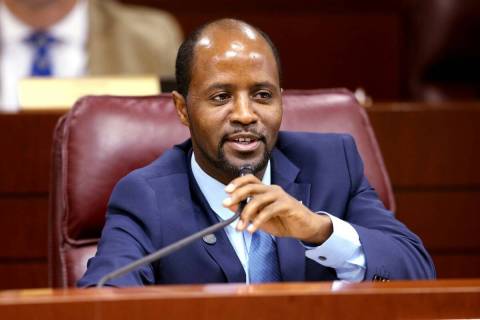 Assemblyman Alexander Assefa, D-Las Vegas, speaks in the Legislative Building in Carson City in ...