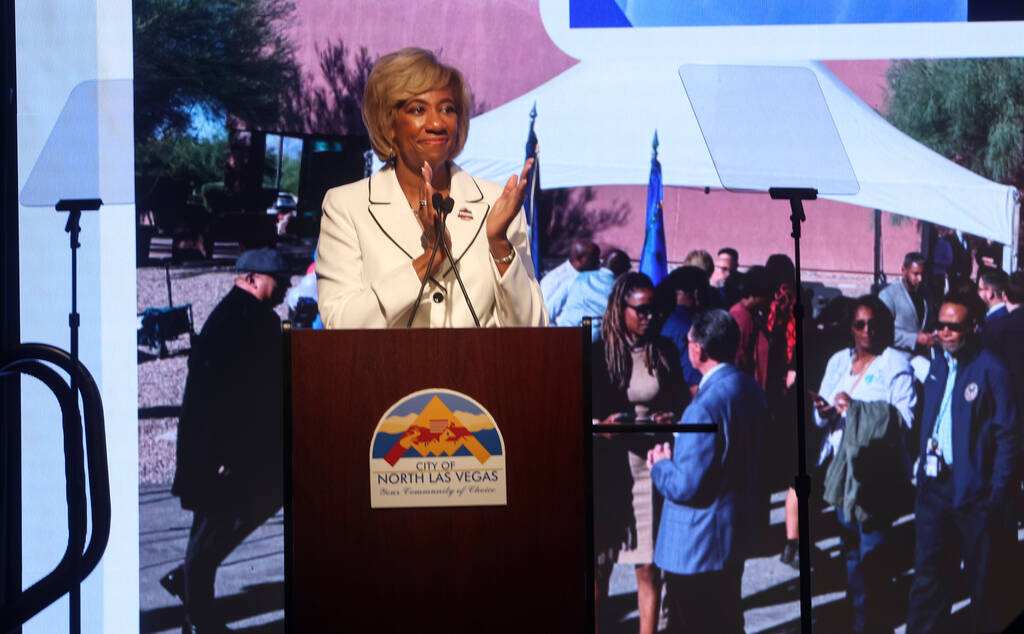North Las Vegas Mayor Pamela Goynes-Brown speaks during the annual State of the City address at ...