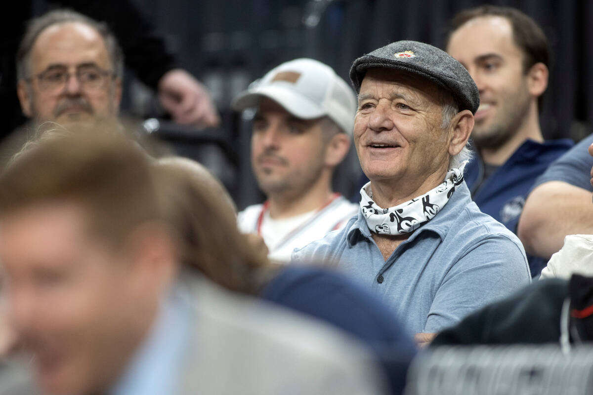 Bill Murray attends a West Regional NCAA semifinal game at between the Arkansas Razorbacks and ...