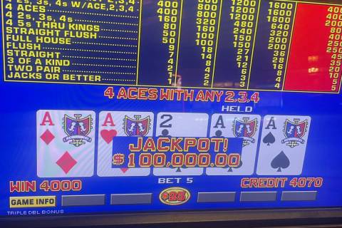 A video poker player hit a $100,000 jackpot Wednesday, March 22, 2023 at Rio All-Suite Hotel & ...