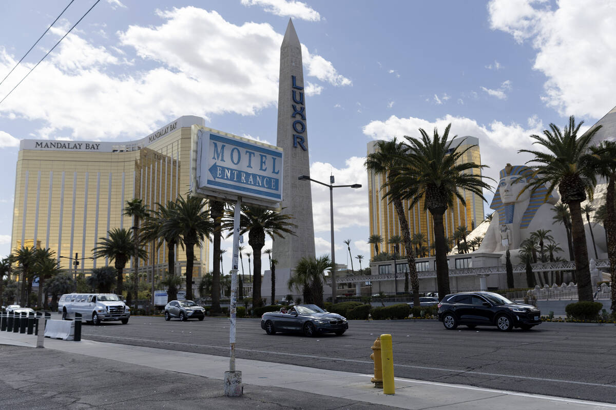 A sign for the former White Sands Motel remains on South Las Vegas Boulevard on Friday, March 2 ...