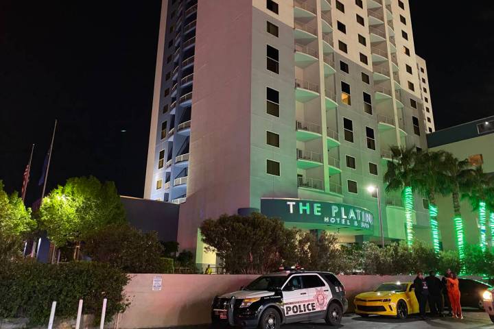 Las Vegas police were investigating a homicide inside a room at the Platinum Hotel, 211 E. Flam ...