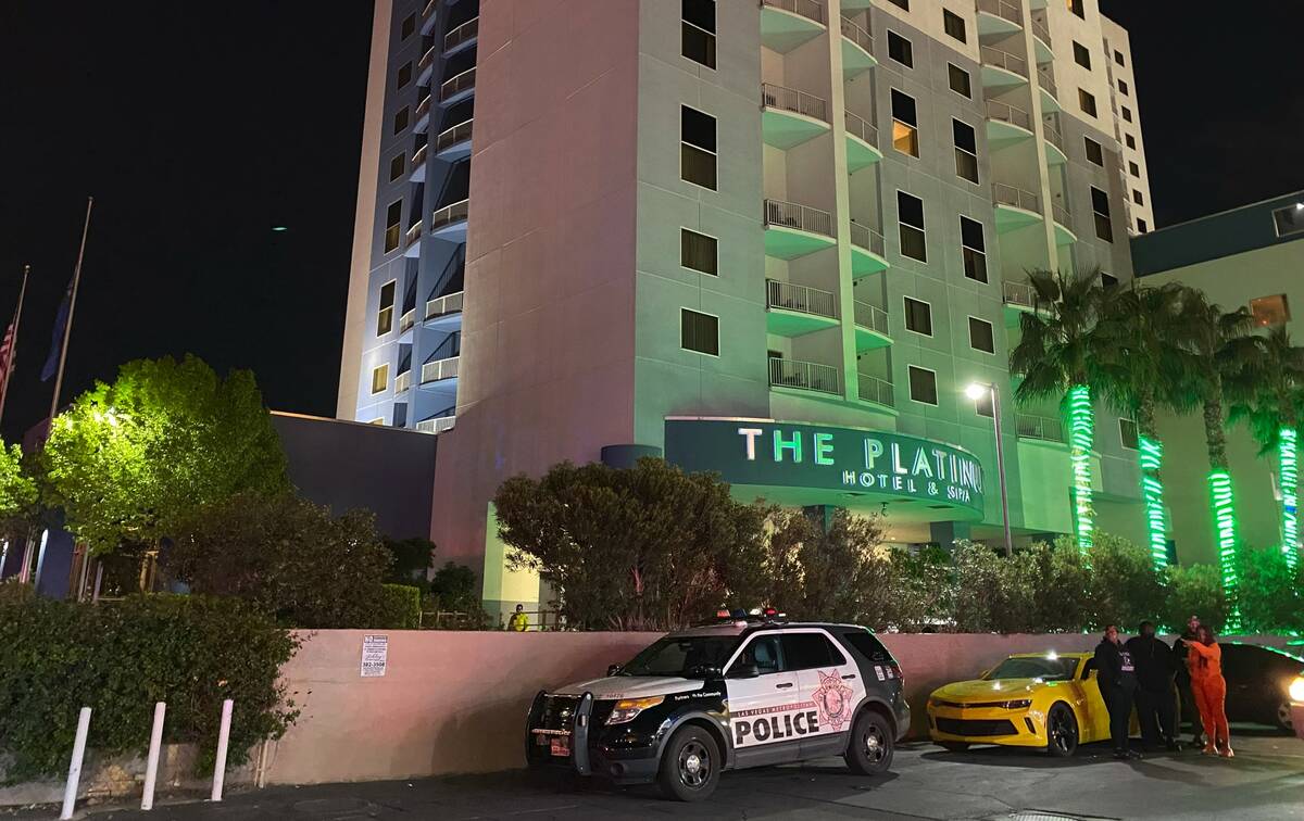 Las Vegas police were investigating a homicide inside a room at the Platinum Hotel, 211 E. Flam ...