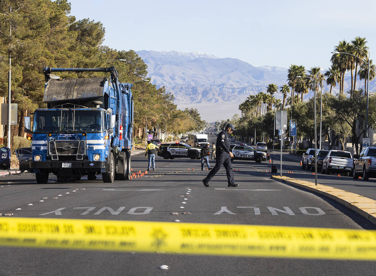 Las Vegas police are investigating a fatal crash involving a truck and a passenger car at Smoke ...