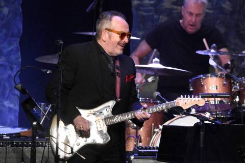 Elvis Costello performs at the Pre-Grammy Gala on Saturday, Feb. 4, 2023, at the Beverly Hilton ...