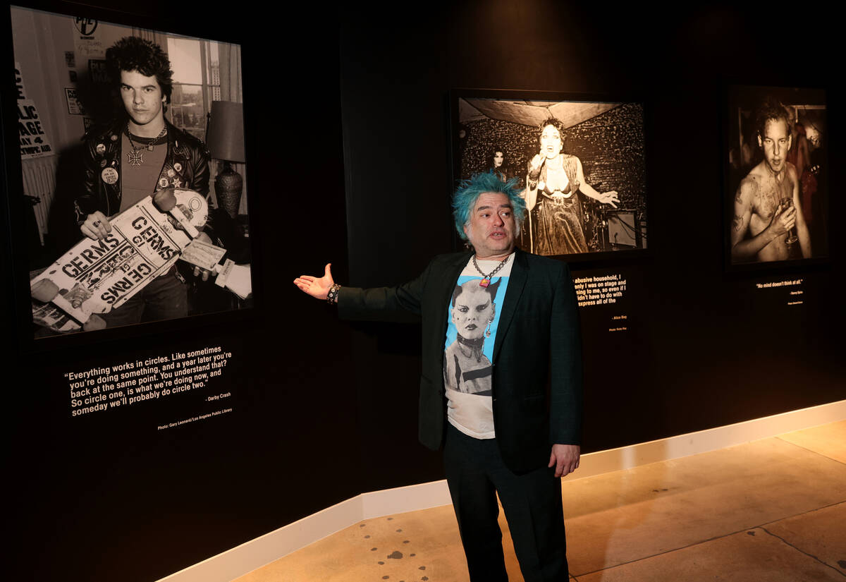 “Fat” Mike Burkett, co-founder of The Punk Rock Museum, shows his new museum in L ...